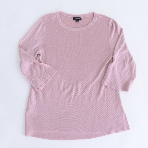 Lord & Taylor Crewneck 3/4 Sleeve Ribbed Shirt Size Medium - Picture 4 of 12